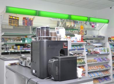 Shelving to store at the petrol station 